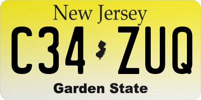 NJ license plate C34ZUQ