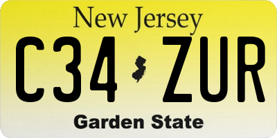 NJ license plate C34ZUR