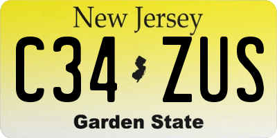 NJ license plate C34ZUS