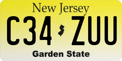 NJ license plate C34ZUU