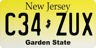 NJ license plate C34ZUX