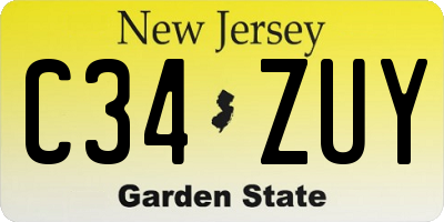 NJ license plate C34ZUY