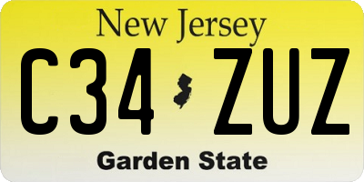 NJ license plate C34ZUZ