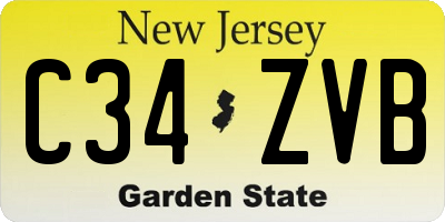 NJ license plate C34ZVB