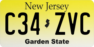 NJ license plate C34ZVC