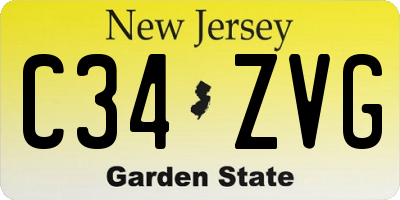 NJ license plate C34ZVG