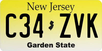 NJ license plate C34ZVK