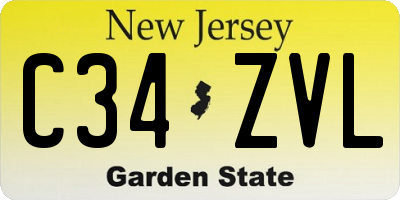 NJ license plate C34ZVL