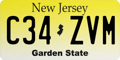 NJ license plate C34ZVM