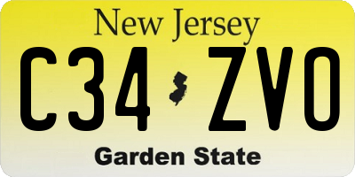 NJ license plate C34ZVO