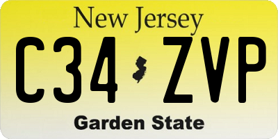 NJ license plate C34ZVP