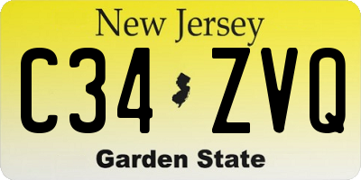 NJ license plate C34ZVQ