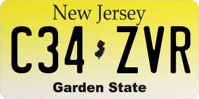 NJ license plate C34ZVR