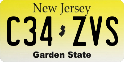NJ license plate C34ZVS