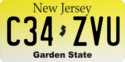 NJ license plate C34ZVU