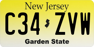 NJ license plate C34ZVW