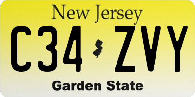 NJ license plate C34ZVY