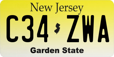 NJ license plate C34ZWA