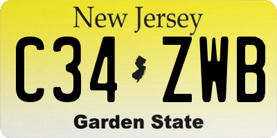 NJ license plate C34ZWB