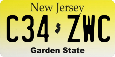 NJ license plate C34ZWC
