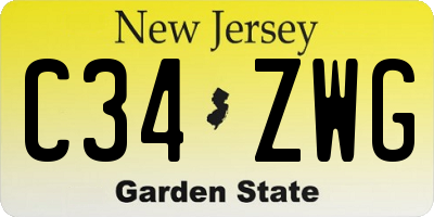 NJ license plate C34ZWG