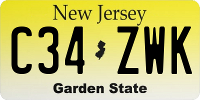 NJ license plate C34ZWK