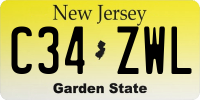 NJ license plate C34ZWL