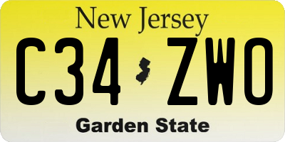 NJ license plate C34ZWO
