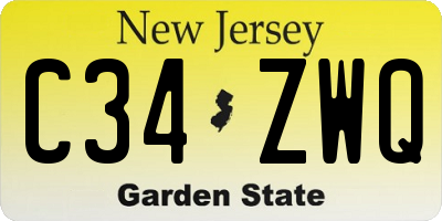 NJ license plate C34ZWQ