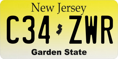 NJ license plate C34ZWR