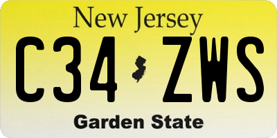 NJ license plate C34ZWS