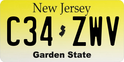 NJ license plate C34ZWV
