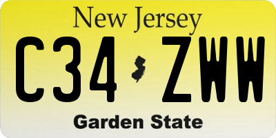 NJ license plate C34ZWW