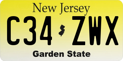 NJ license plate C34ZWX