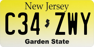 NJ license plate C34ZWY
