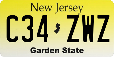 NJ license plate C34ZWZ