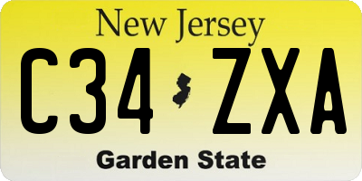 NJ license plate C34ZXA