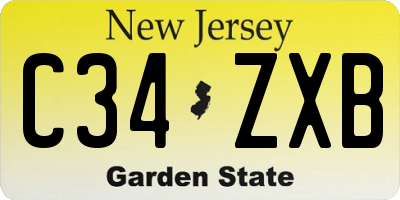 NJ license plate C34ZXB