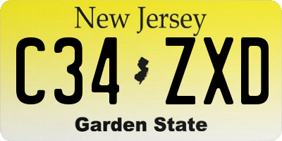 NJ license plate C34ZXD