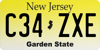 NJ license plate C34ZXE