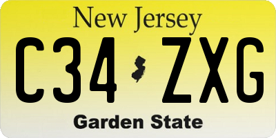 NJ license plate C34ZXG