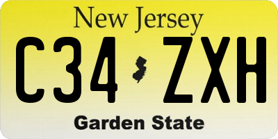 NJ license plate C34ZXH