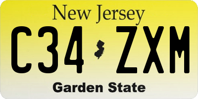 NJ license plate C34ZXM