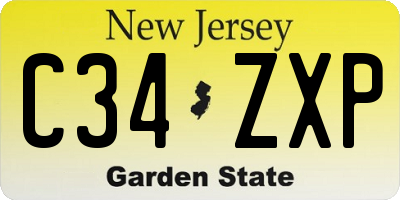 NJ license plate C34ZXP