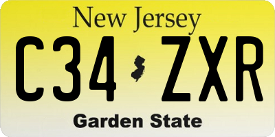 NJ license plate C34ZXR