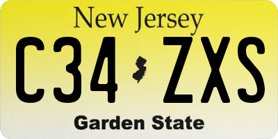 NJ license plate C34ZXS