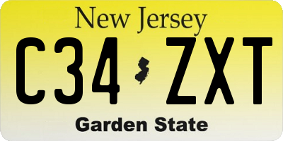 NJ license plate C34ZXT