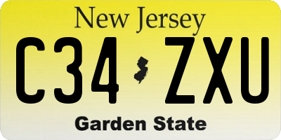 NJ license plate C34ZXU