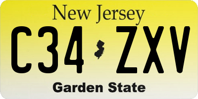 NJ license plate C34ZXV