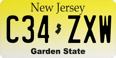 NJ license plate C34ZXW